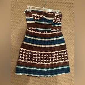 Tribal print strapless dress